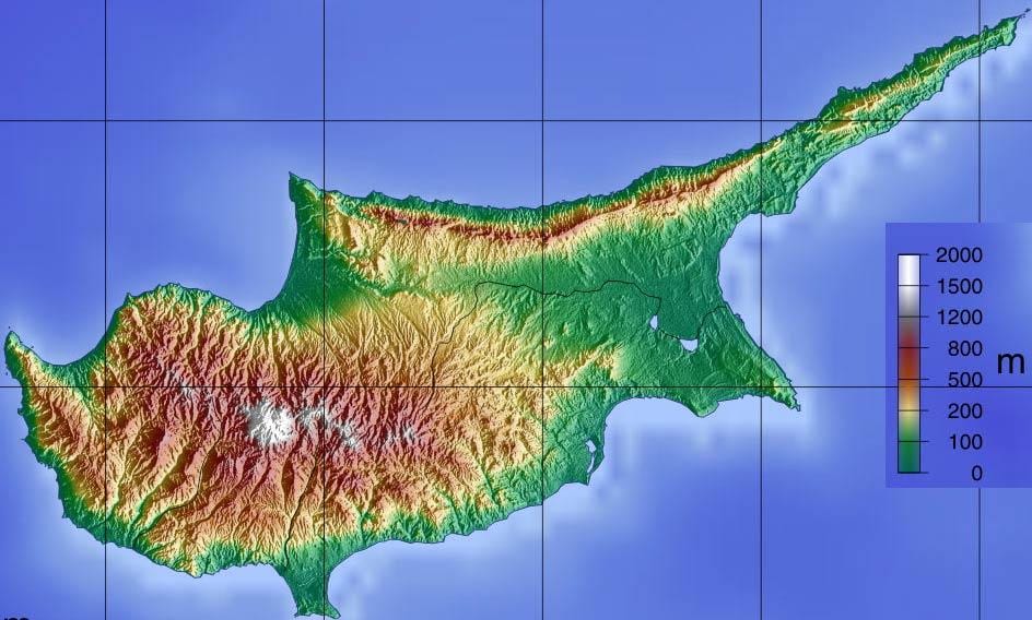 Χάρτης της Κύπρου τα βουνά