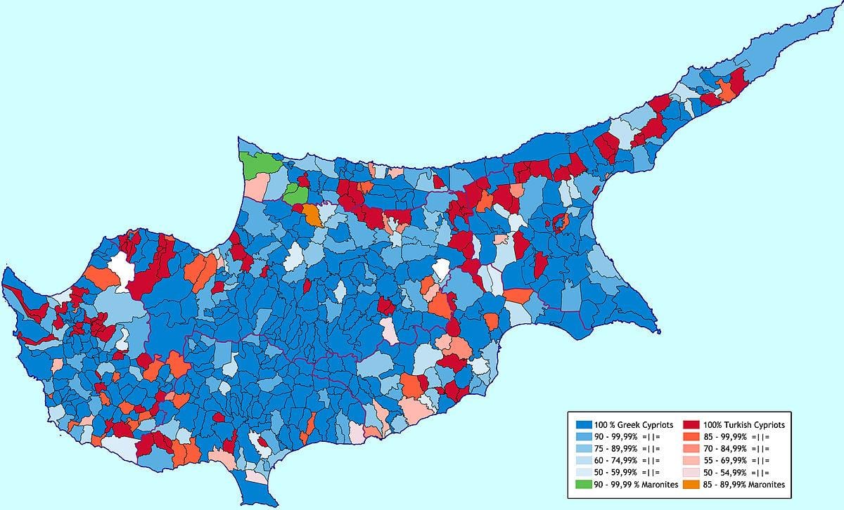 Χάρτης της Κύπρου εθνοτικές