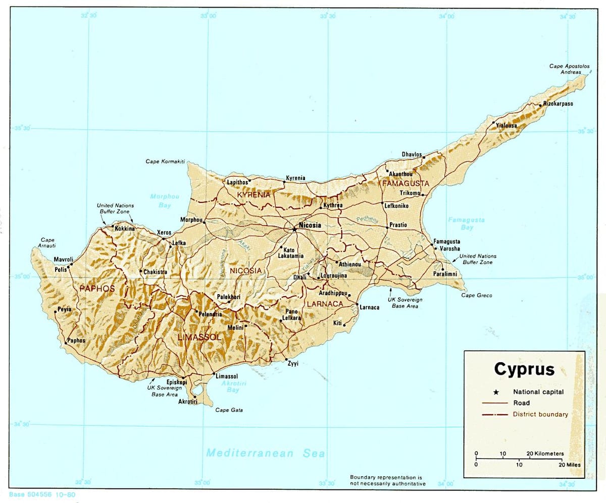 Χάρτης της Κύπρου ήπειρο