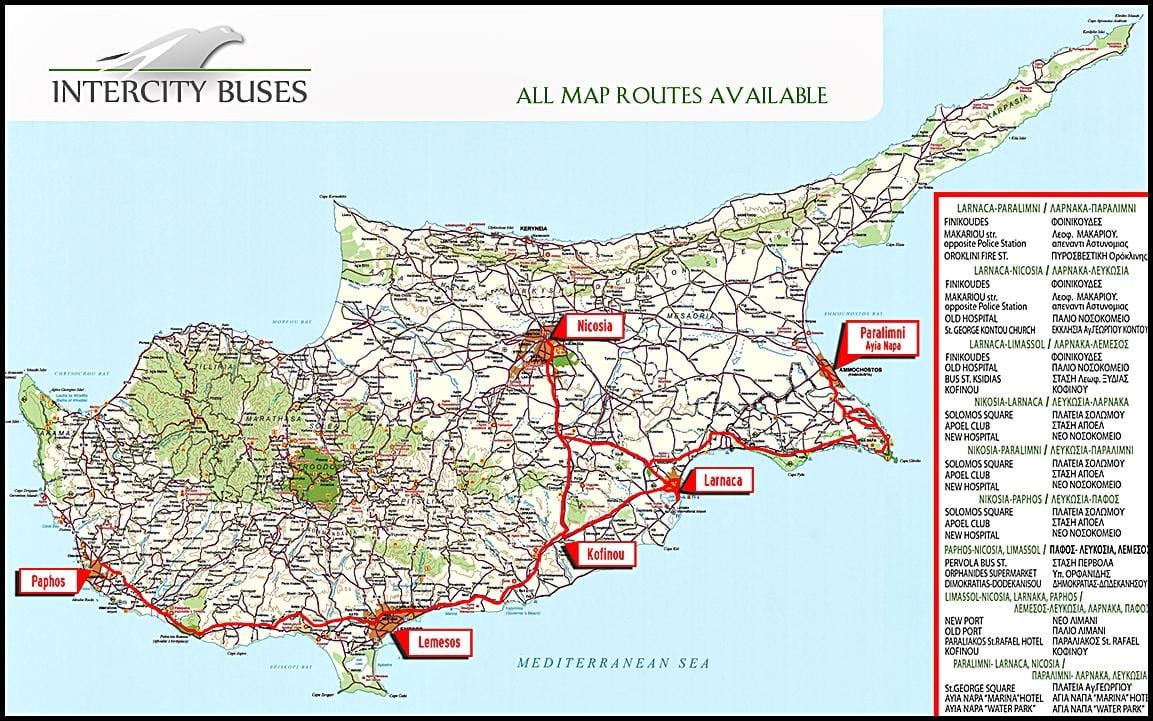 Η κύπρος χάρτη διαδρομών