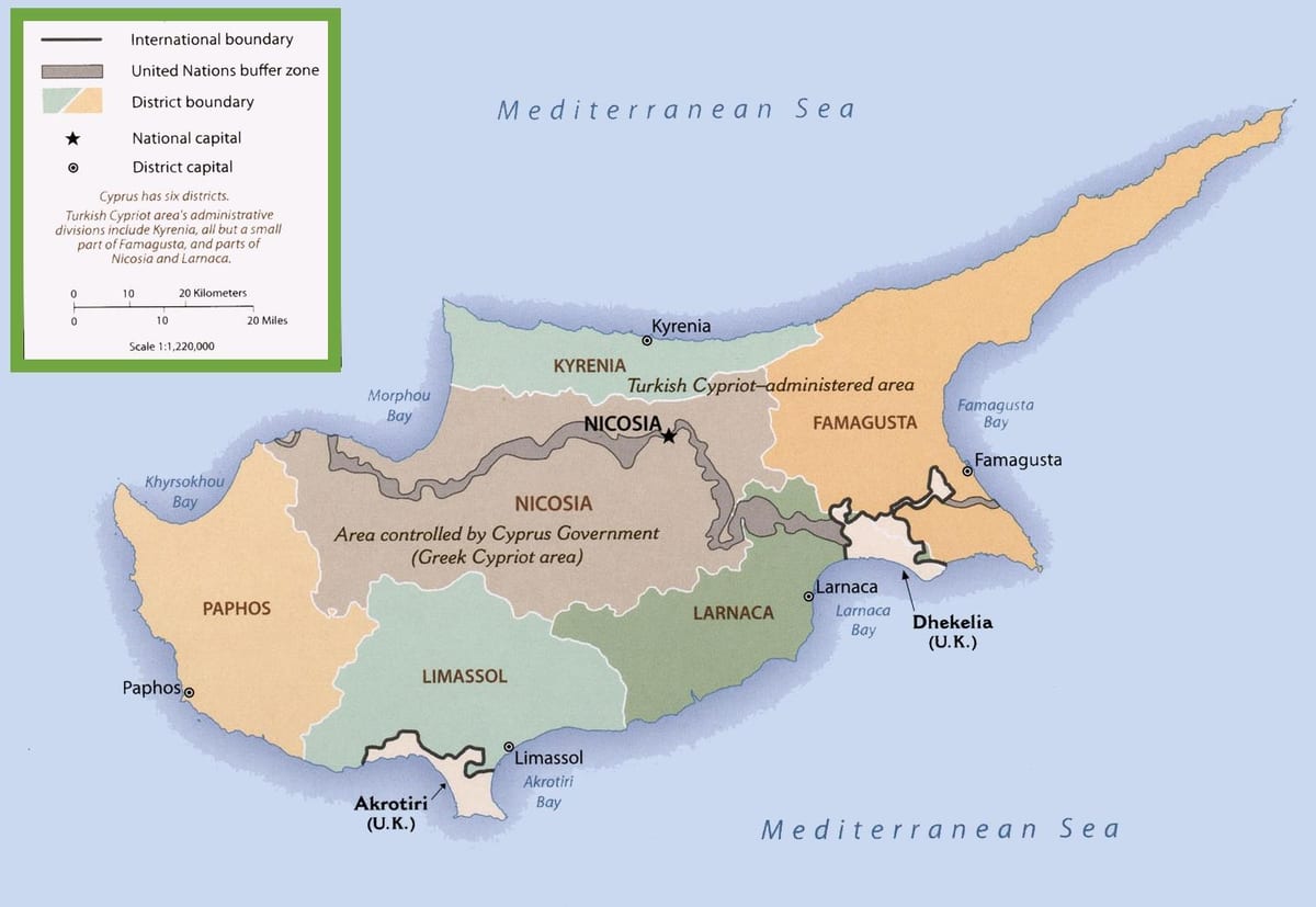 Χάρτης της Κύπρου σύνορα
