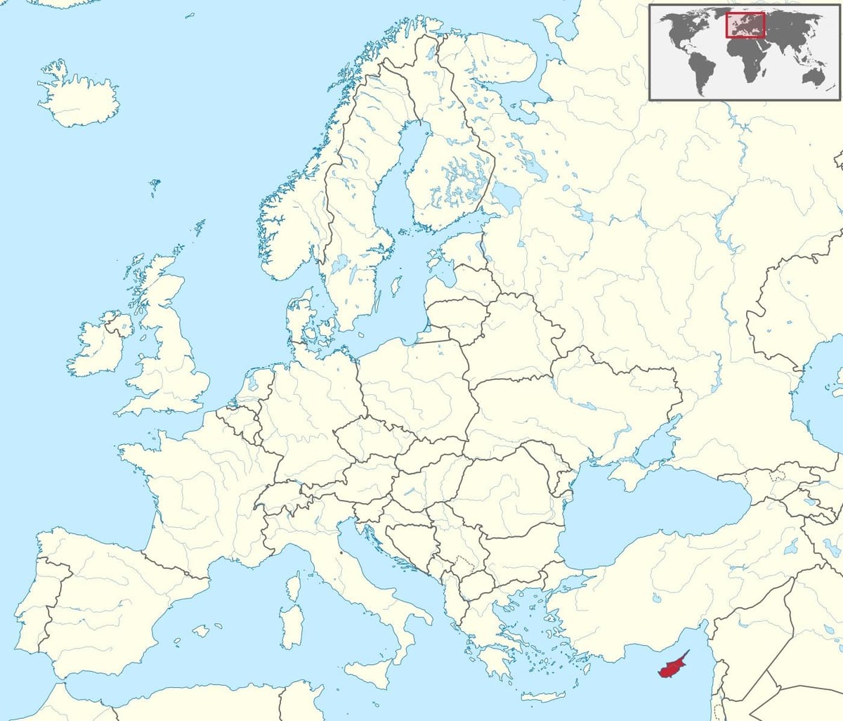 Χάρτης της Κύπρου, χάρτης στον κόσμο