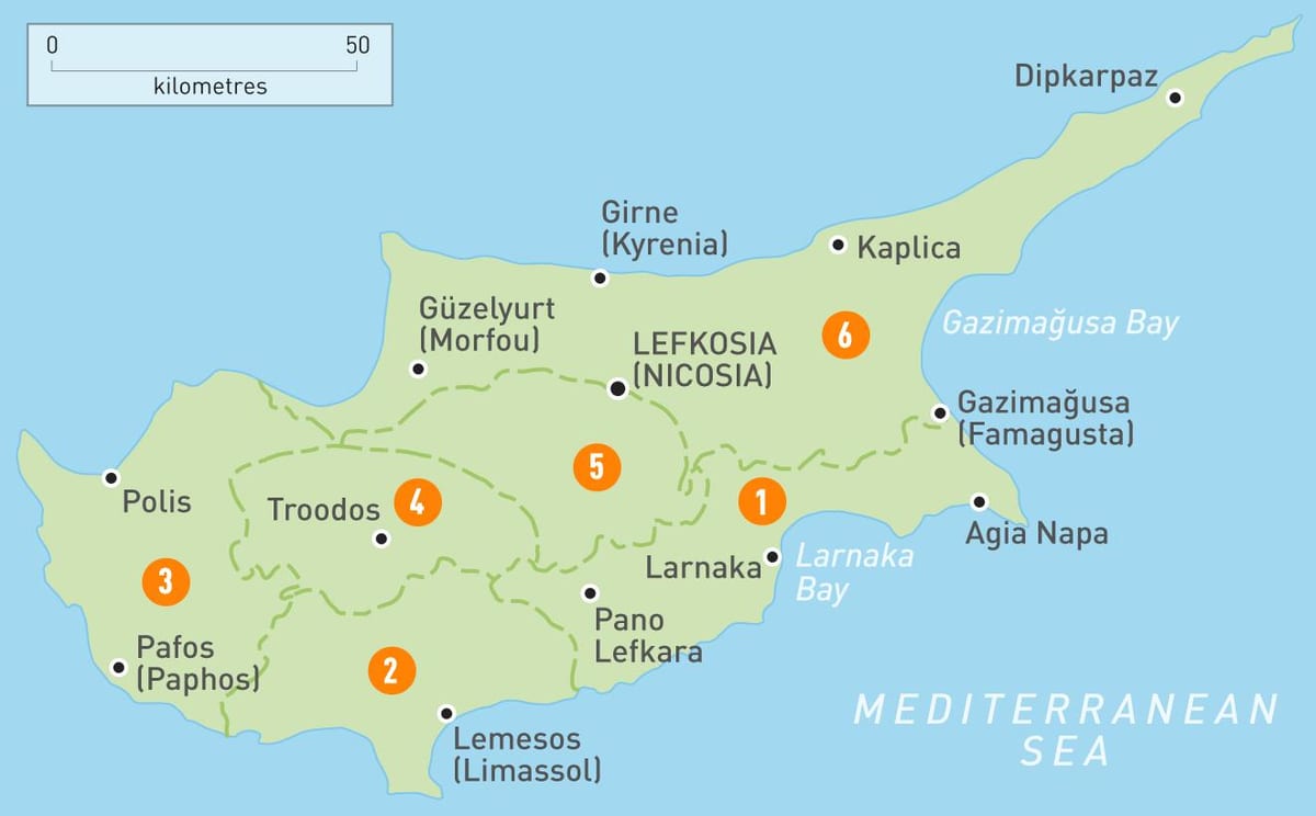 Χάρτης της Κύπρου περιοχές