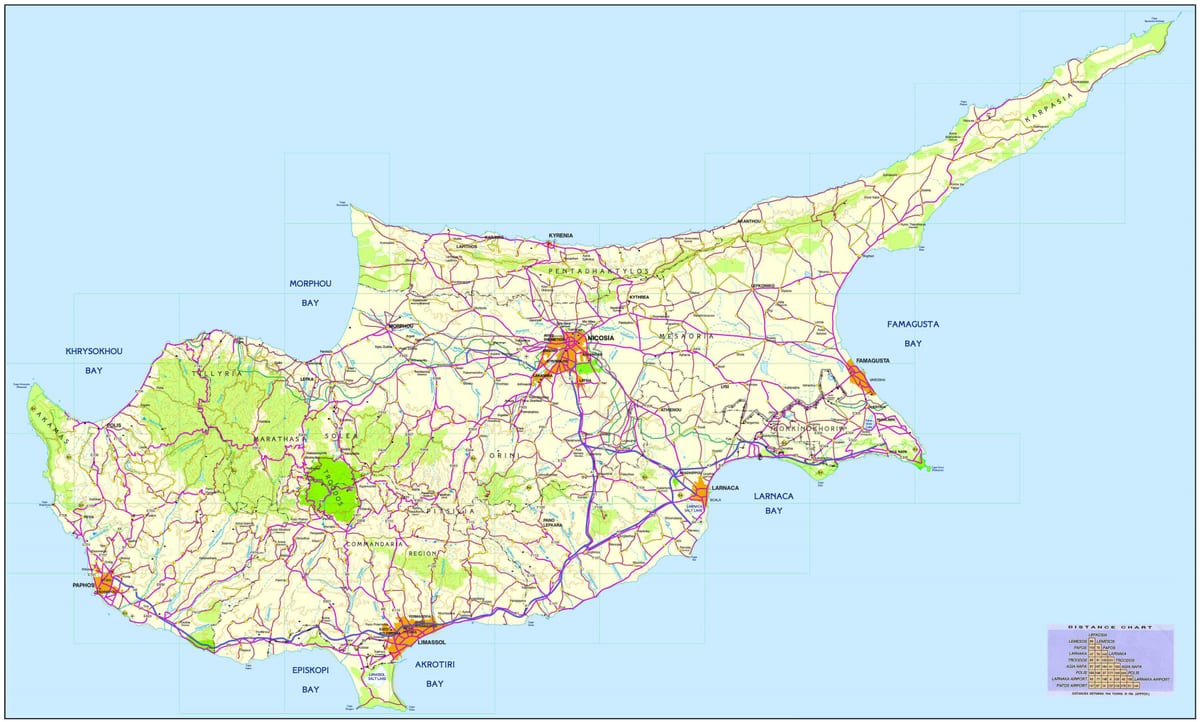 Χάρτης της καλύτερες παραλίες στην Κύπρο