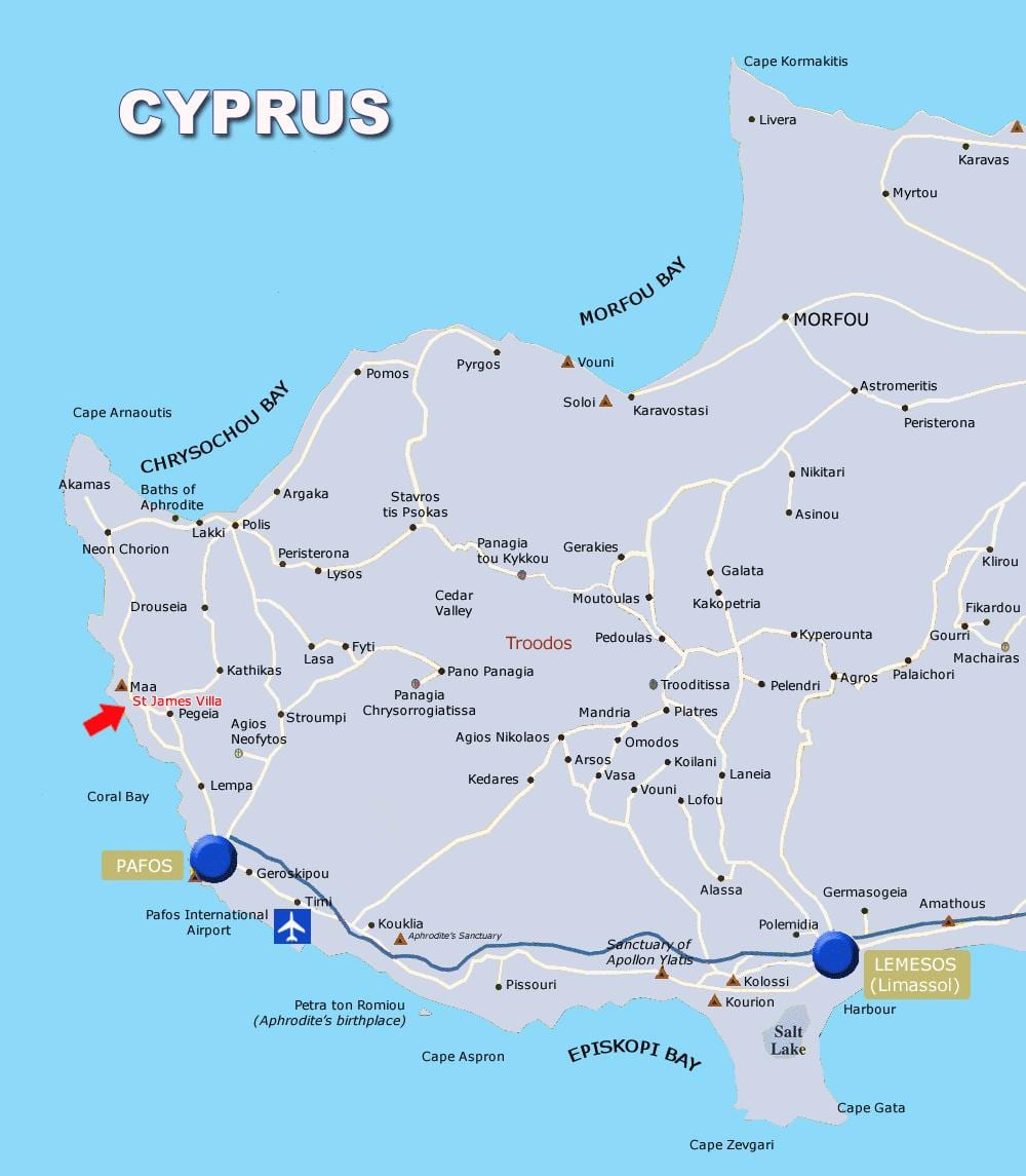 Χάρτης της coral bay Κύπρο