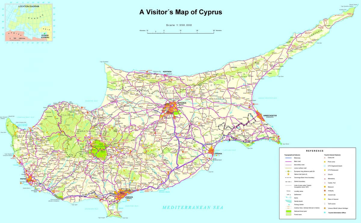Χάρτης λεπτομερείς Κύπρο