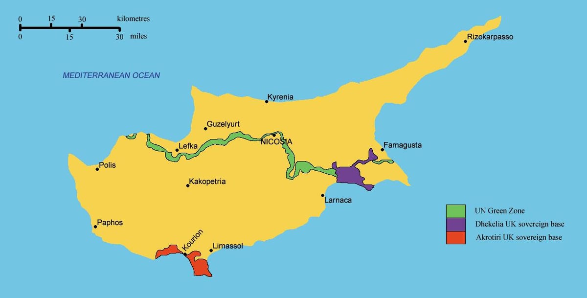 χάρτης της νότιας Κύπρου