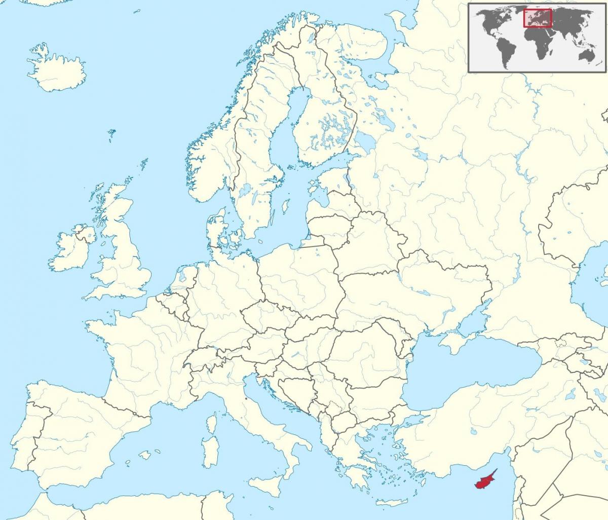 παγκόσμιο χάρτη που δείχνει την Κύπρο