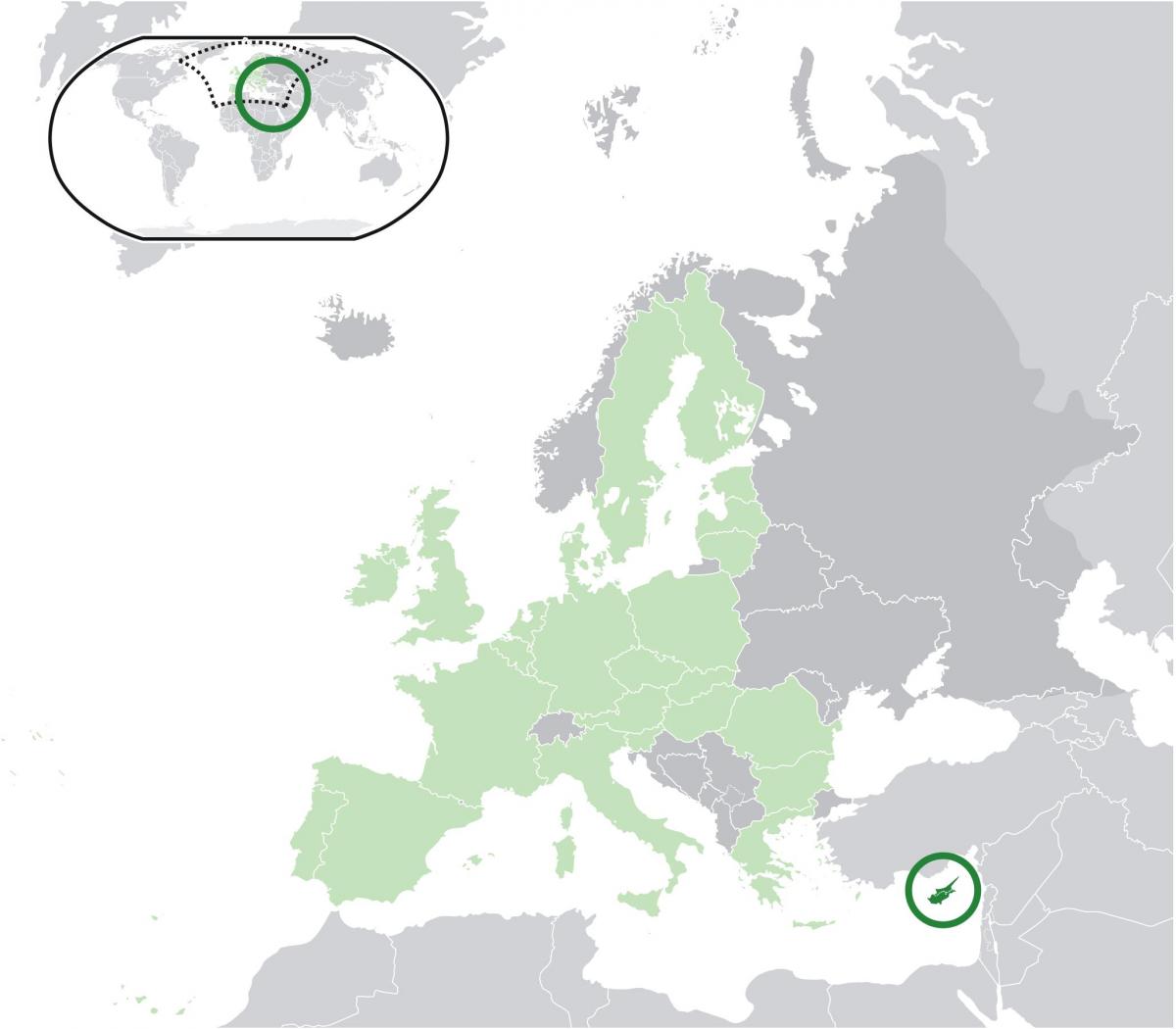 χάρτης της ευρώπης με την Κύπρο