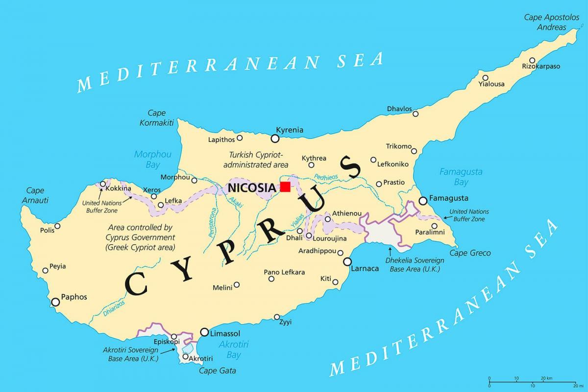 χάρτης που δείχνει την Κύπρο