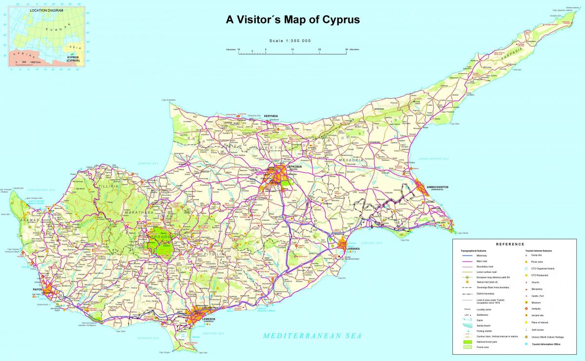 Χάρτης λεπτομερείς Κύπρο
