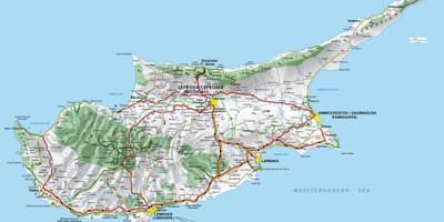 Χάρτης της Κύπρου σημεία διέλευσης των συνόρων