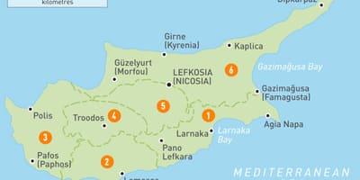 Χάρτης της Κύπρου περιοχές 