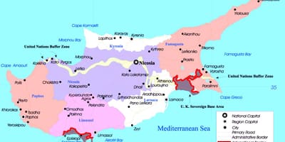 Χάρτης της Κύπρου πόλεις