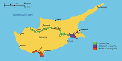 Χάρτης της νότιας Κύπρου