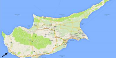 Χάρτης της Κύπρου δείχνει αεροδρόμια