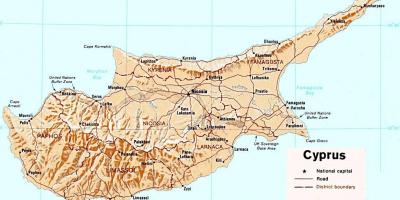 Λεπτομερής χάρτης της Κύπρου νησί